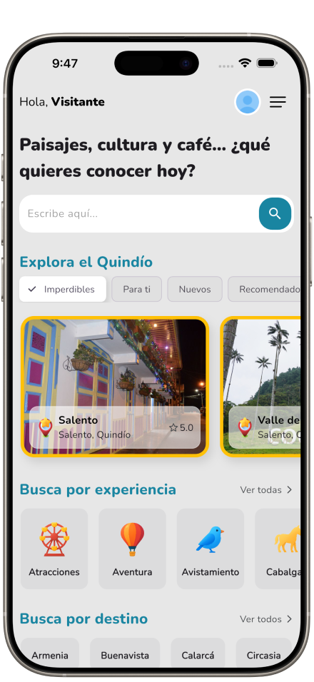Vista previa app Quindío es Mío